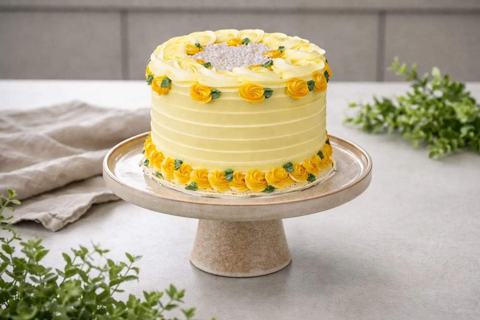 Bolo floral com flores de buttercream em Criciúma